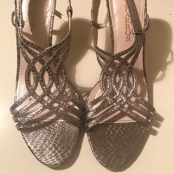 Caparros Shoes - Caparros Metallic Gold Strappy Heeled Sandals,heel Small Scatch Barely Can See